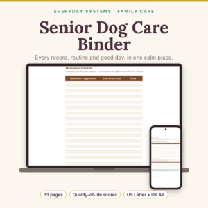 Senior Dog Care Binder
