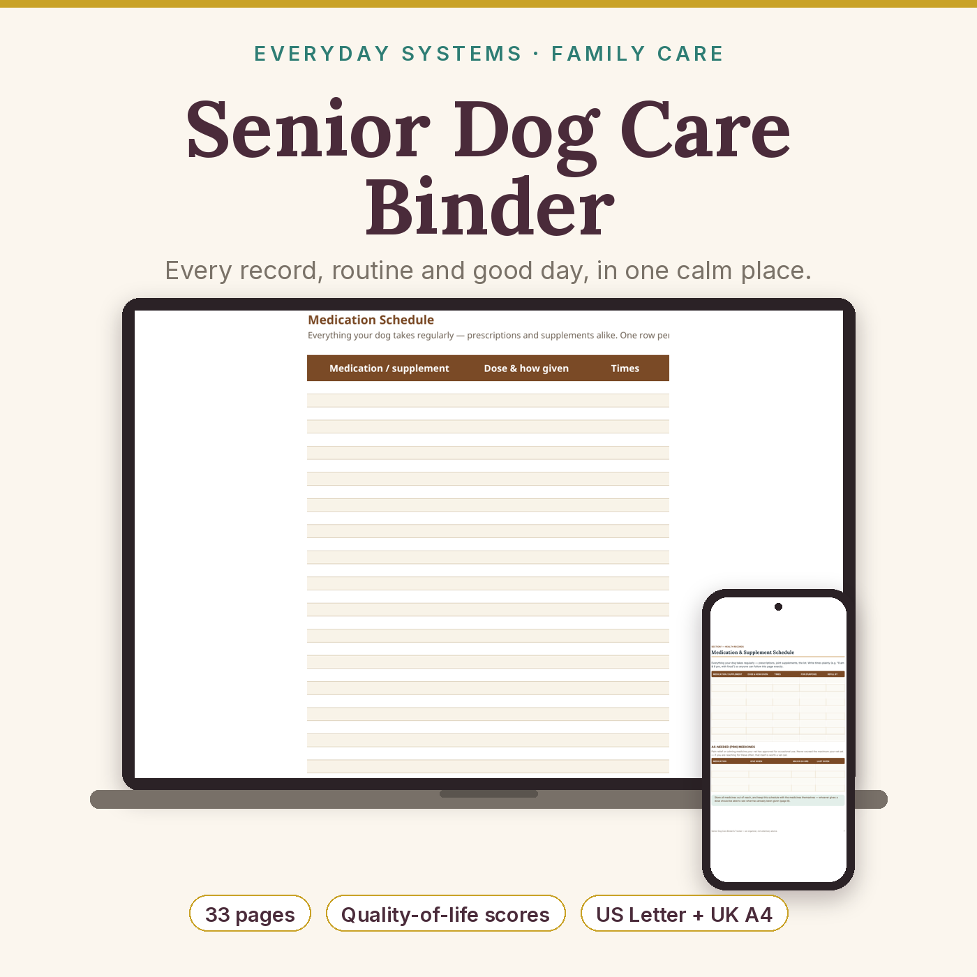 Senior Dog Care Binder