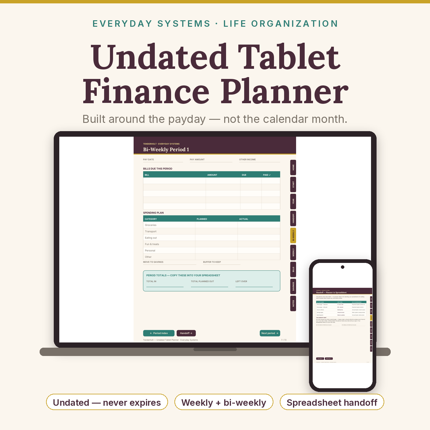Undated Tablet Finance Planner